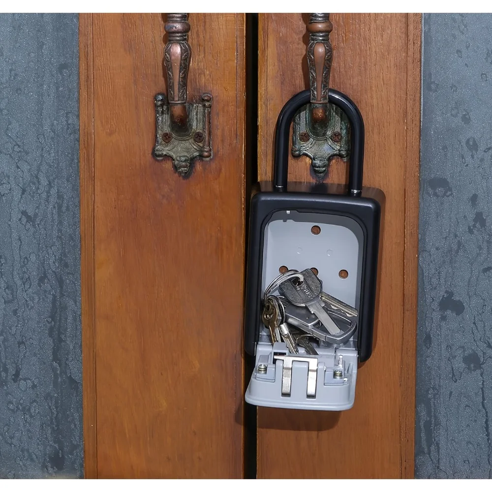 Caja de bloqueo de llaves grande impermeable con código de combinación reiniciable, caja fuerte de seguridad portátil para montaje en pared para uso en el hogar o la oficina al aire libre