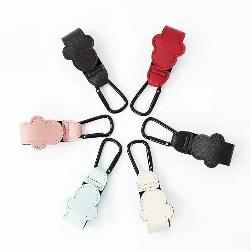 New Cartoon PU Leather Baby Bag Stroller Hook Rotatable Cart Organizer Pram Hook Pram Rotate 360 Degree Stroller Accessories