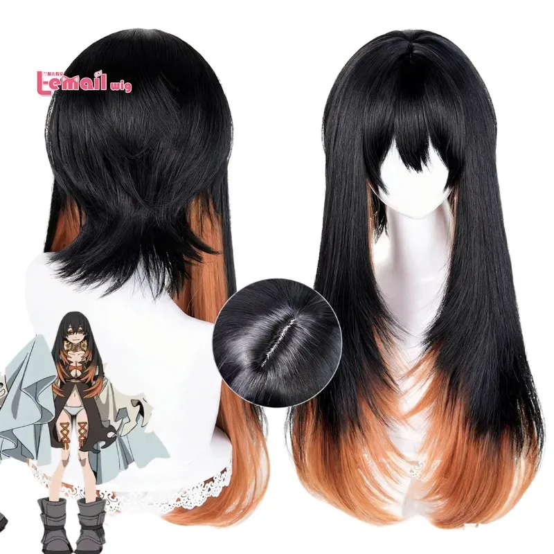 

Парик L-email wig Amo Empool для косплея, 70 см, черный с оранжевым, из синтетических волос, термостойкий, для аниме-косплея, для женщин, на Хэллоуин