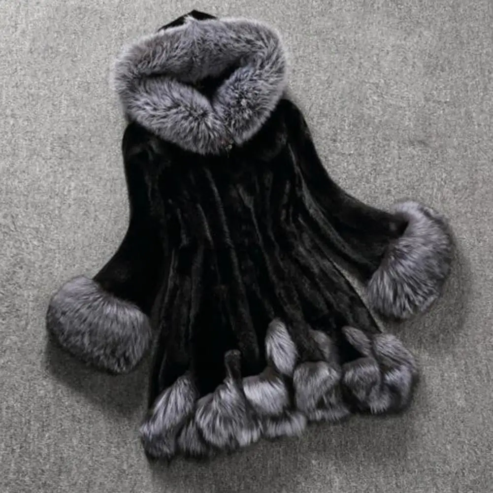 Giacca in pelliccia sintetica soffice alla moda Giacca pelosa in peluche spessa di lusso elegante Cappotto soffice in pelliccia di volpe sintetica pelosa calda