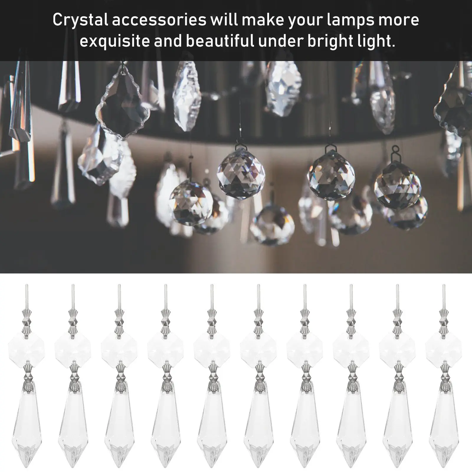 20Pcs Chandelier Icicle Prisms Replacement Clear Crystal Parts Modern Elegant Decor Ideal Gift for Housewarming Christmas