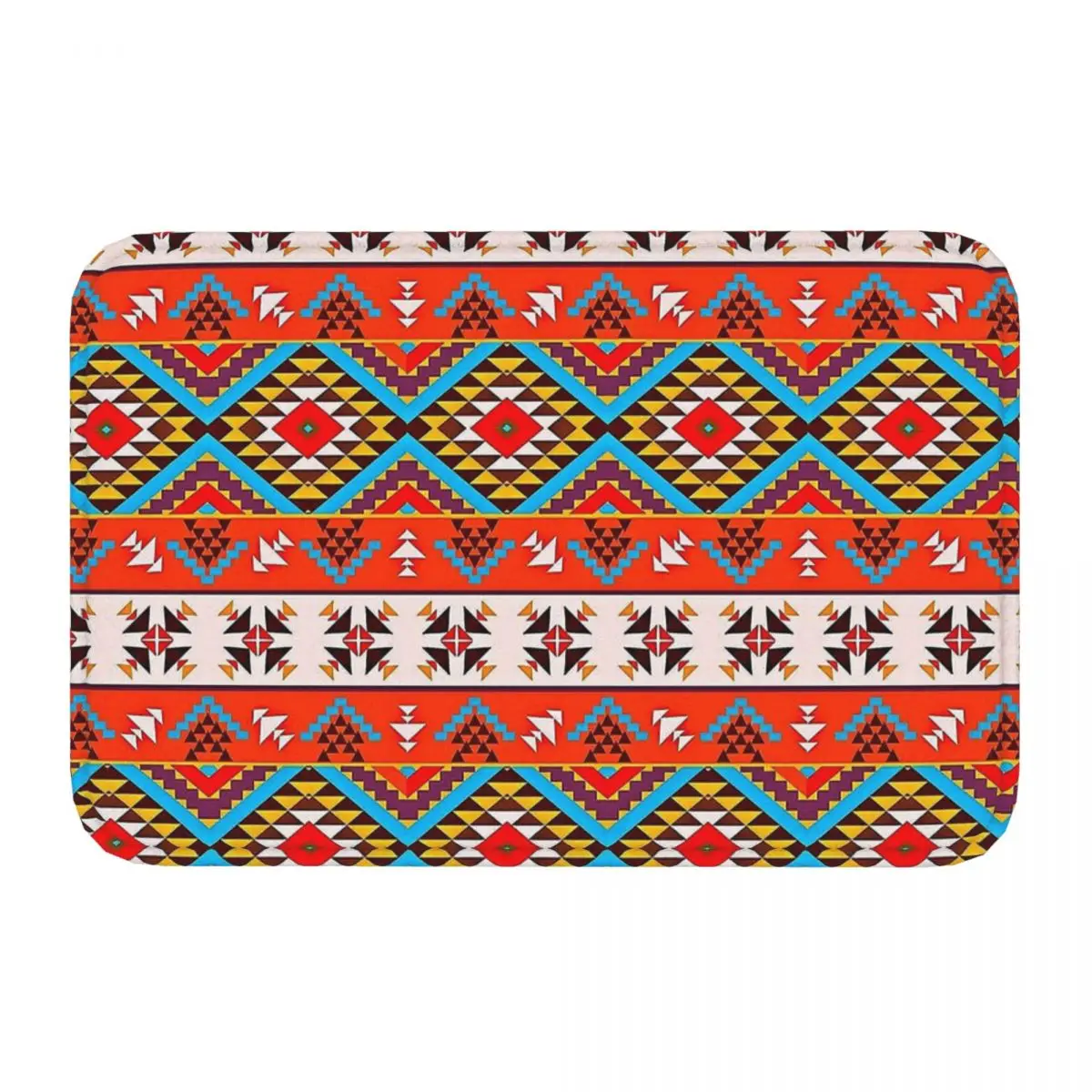 Aztec Red Mexican Style Anti-Slip Rug Doormat Bath Mat Balcony Carpet Indoor Decorative