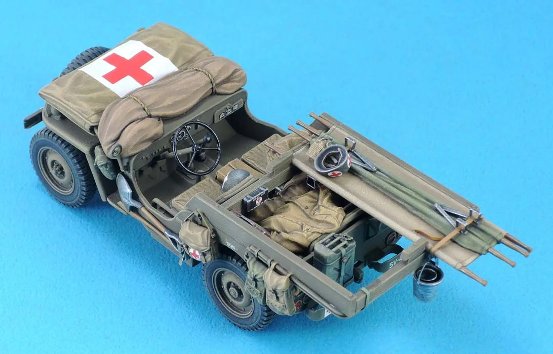 1:35 Scale Die-cast Resin  Model Assembly Kit American Willys Ambulance Jeep Conversion (no Etching) Unpainted