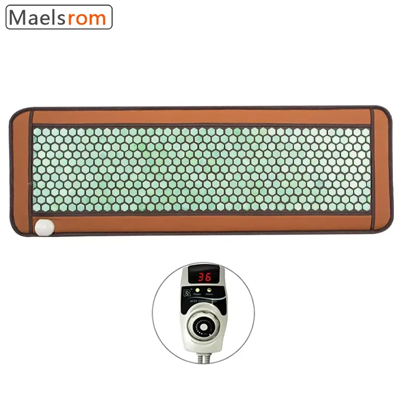 

Far Infrared Heating Mattress - Natural Jade & Emerald Gemstone Thermal Therapy Mat with Negative Ions for Muscle Pain Relief
