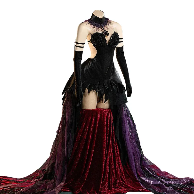 LQIN STOCK Akemi تأثيري حلي أنيمي [S-2XL] DokiDoki-R المرأة أسود أرجواني فستان طويل Akemi تأثيري حجم كبير