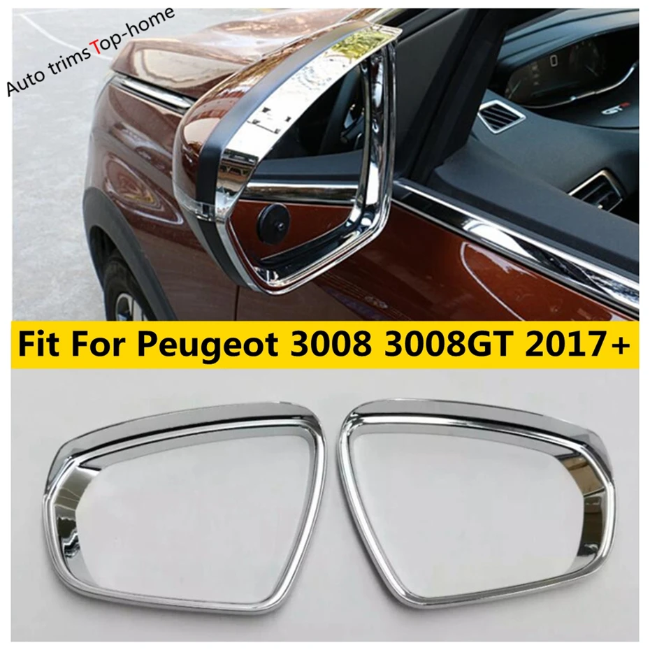 

Rearview Mirror Rain Shade Rainproof Blades Eyebrow Decoral Frame Cover Trim For Peugeot 3008 3008GT 2017 - 2023 Car Accessories