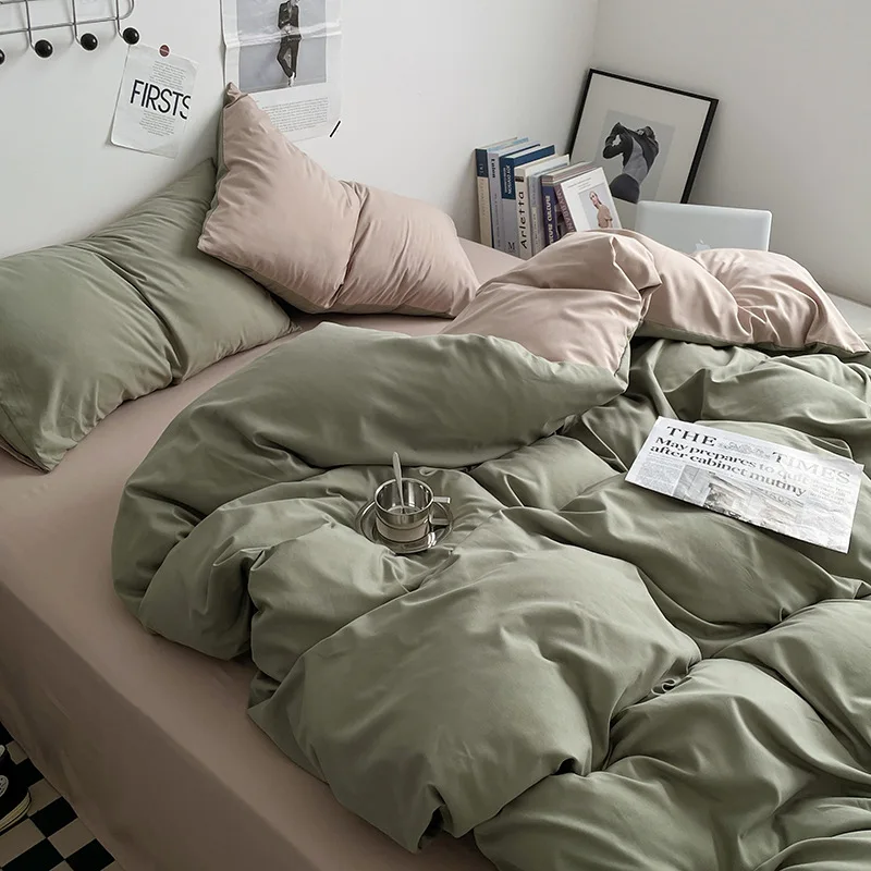 

Four-Piece SetaMaternity-grade Washable Cotton Duvet Cover Bed Sheet Bed Skirt Student Dormitory Three-piece Set Sleep Sty