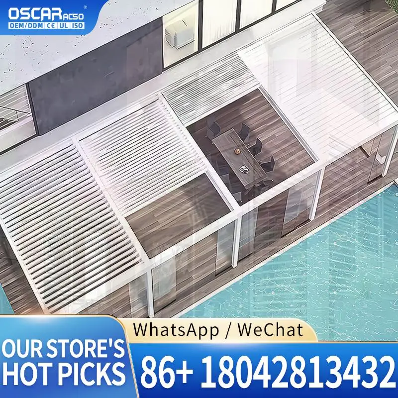 Outdoor Aluminum Motorized Louvered Structure for Patio Backyard Poolside Louver Pergola