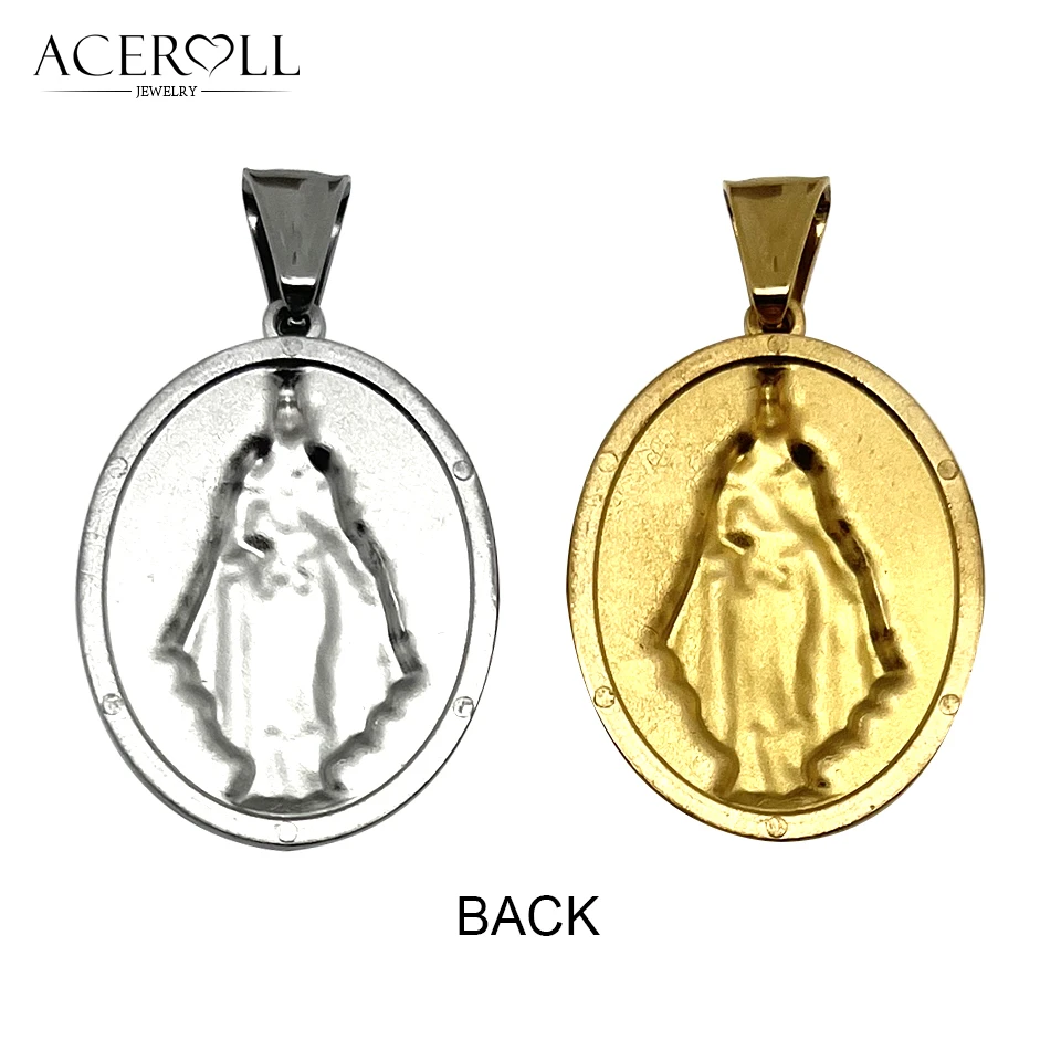 ACEROLL Stainless Steel Pendant of Our Lady of Charity Medal, Virgen de la Caridad del Cobre, vigin of carmen