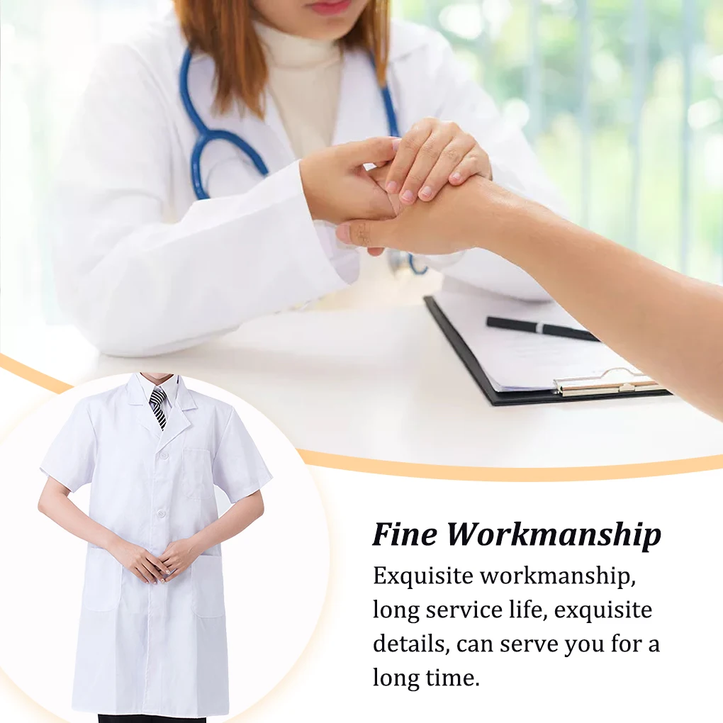 White Lab Coat Short Sleeve Shop Work Clothes Section Long Sleeve L