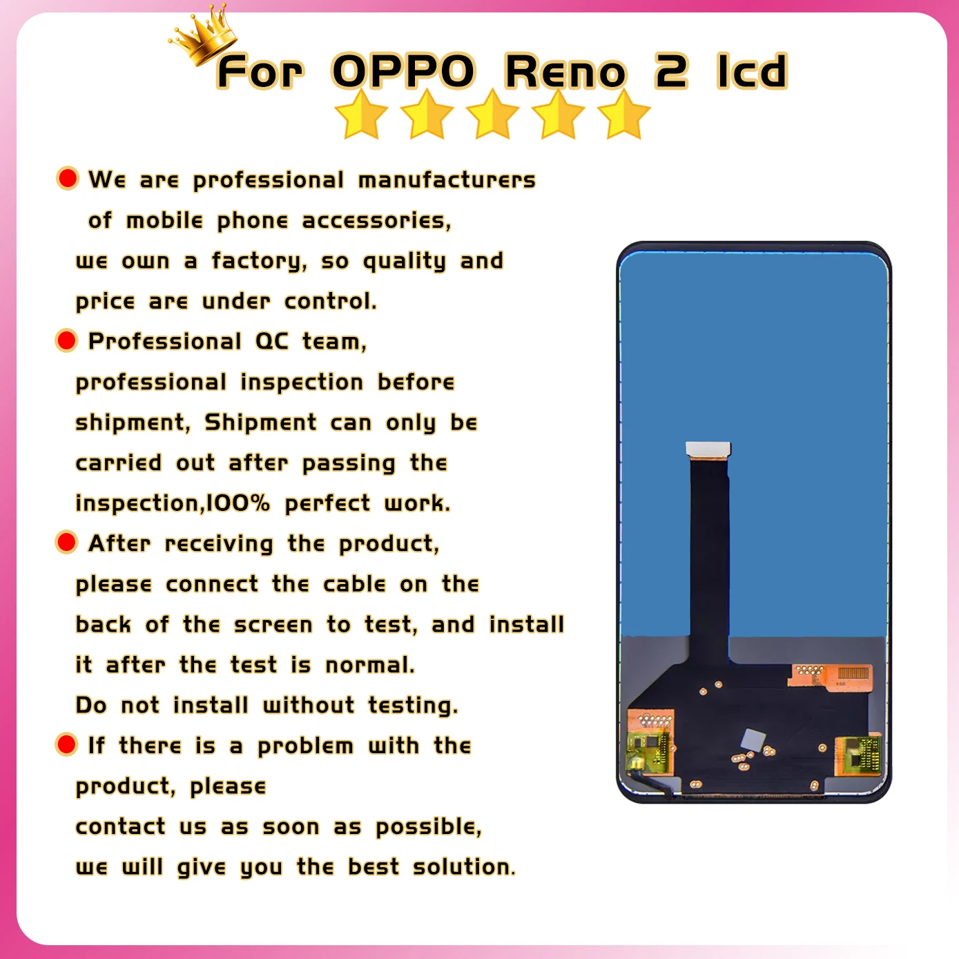 LCD Screen Digitizer Assembly For Oppo Reno2 PCKM70, PCKT00, PCKM00, CPH1907 Display Touch  For Reno 2 LCD High quality