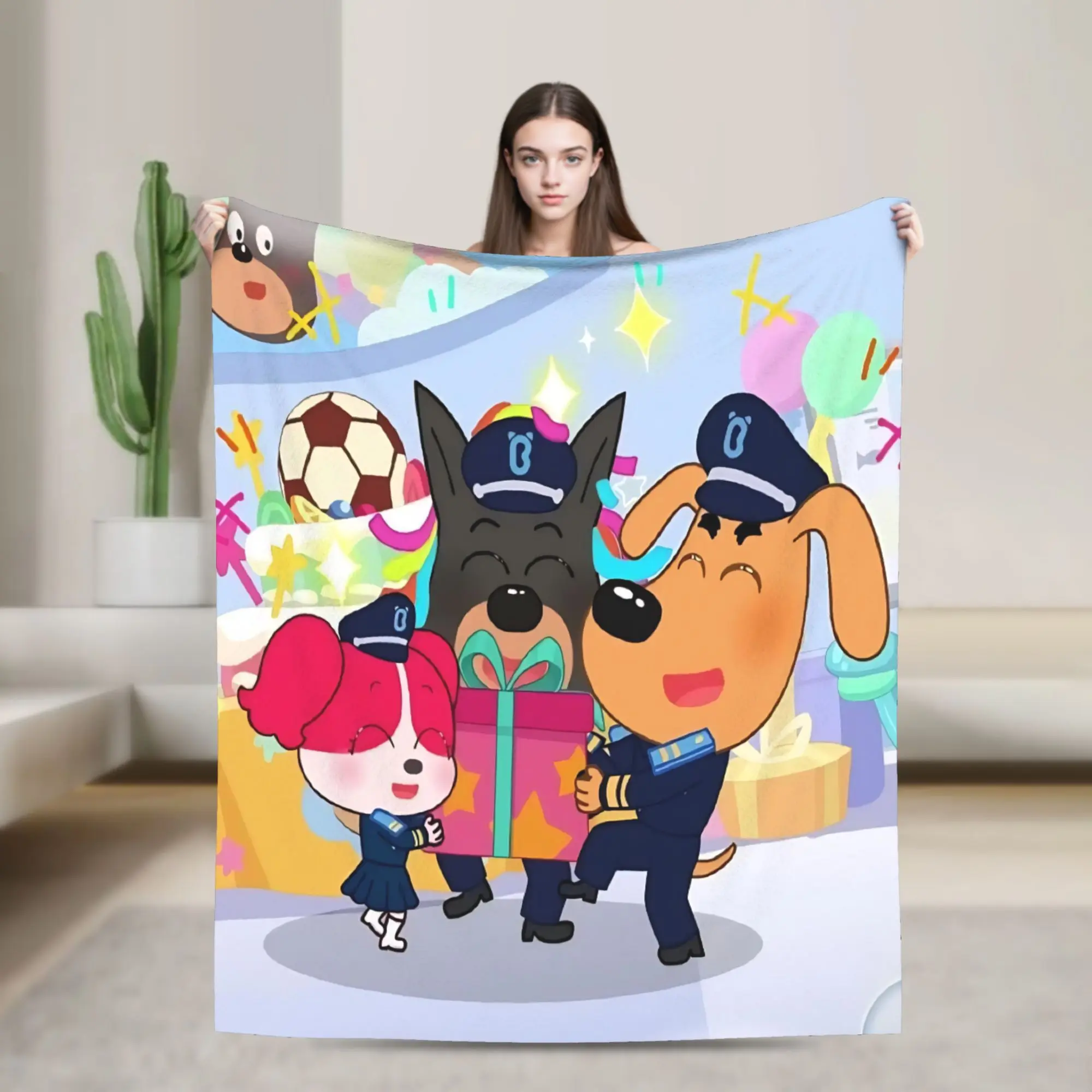 Warm Soft BlanketGirls Boys Picnic Sheriffs Labradors Throw Blanket  Flannel Bedspread For Bedroom Graphic Sofa Bed Cover