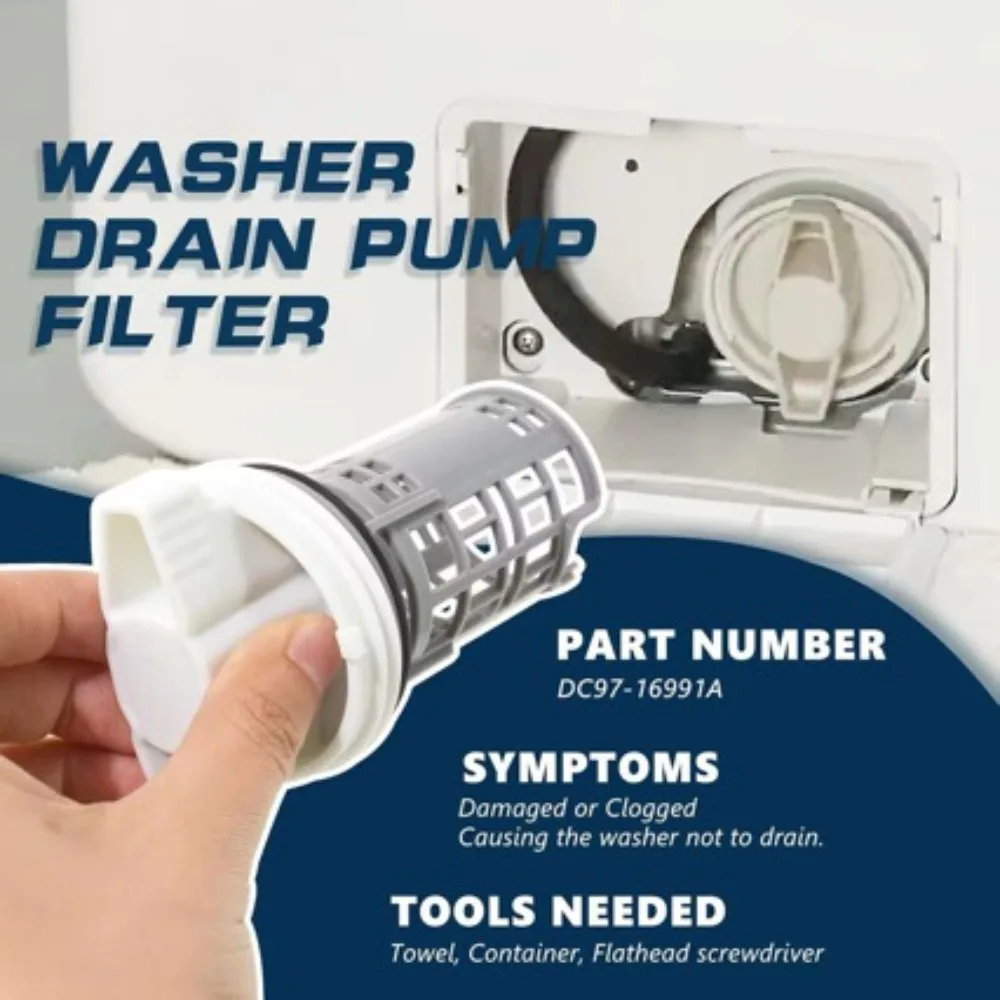 

Samsung DC97-16991B Drain Pump Filter - Clog Prevention for Front Load Washers