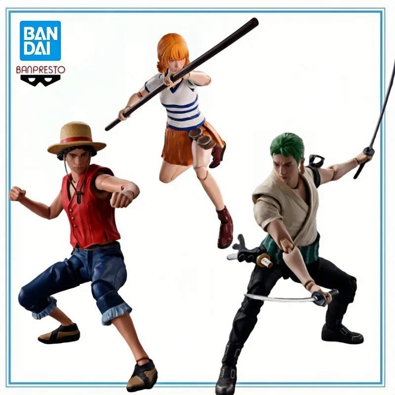 

BANDAI в наличии, оригинальная фигурка SHFiguarts Monkey D Luffy Roronoa Zoro Nami, экшн-аниме Netflix, модель, украшение, гаражный комплект
