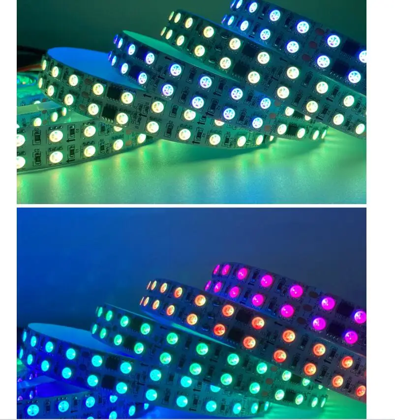 24V WS2811 Double Row LED Dream Color Strip 168 LED/M  1903 Double Row 5050 RGB Full Color Addressable Pixel  Flexible Tape 16mm