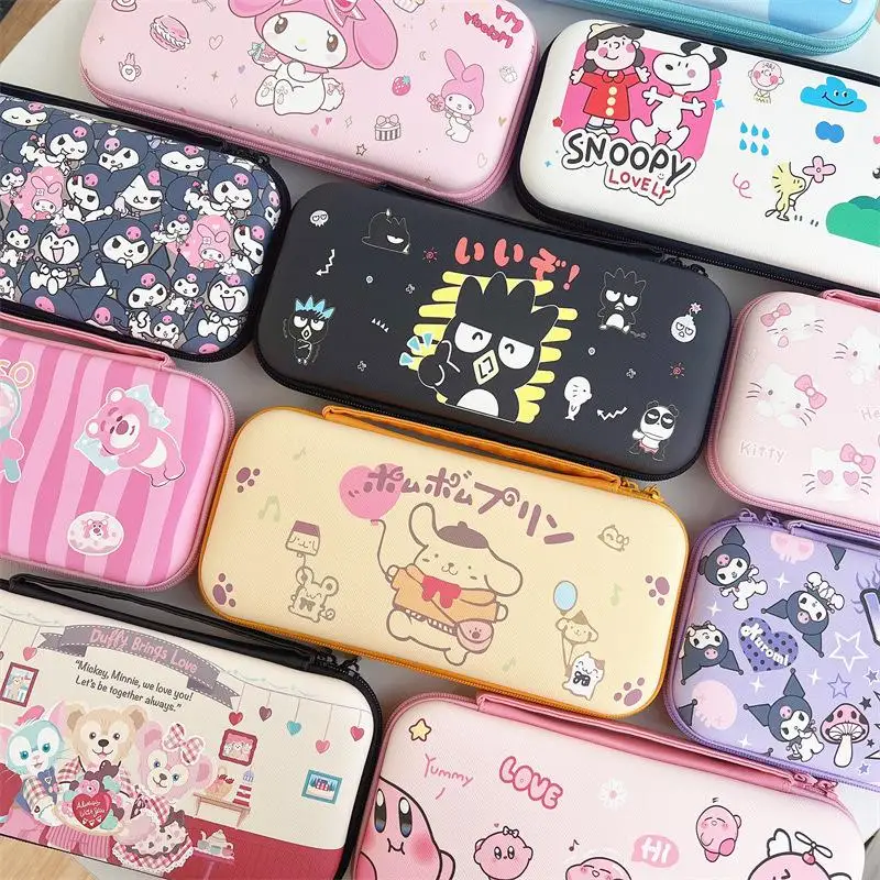 Anime cartoon Sanrio Hello Kitty MY MELODY Kuromi game console storage bag large capacity pu shell OLED game console kit portabl