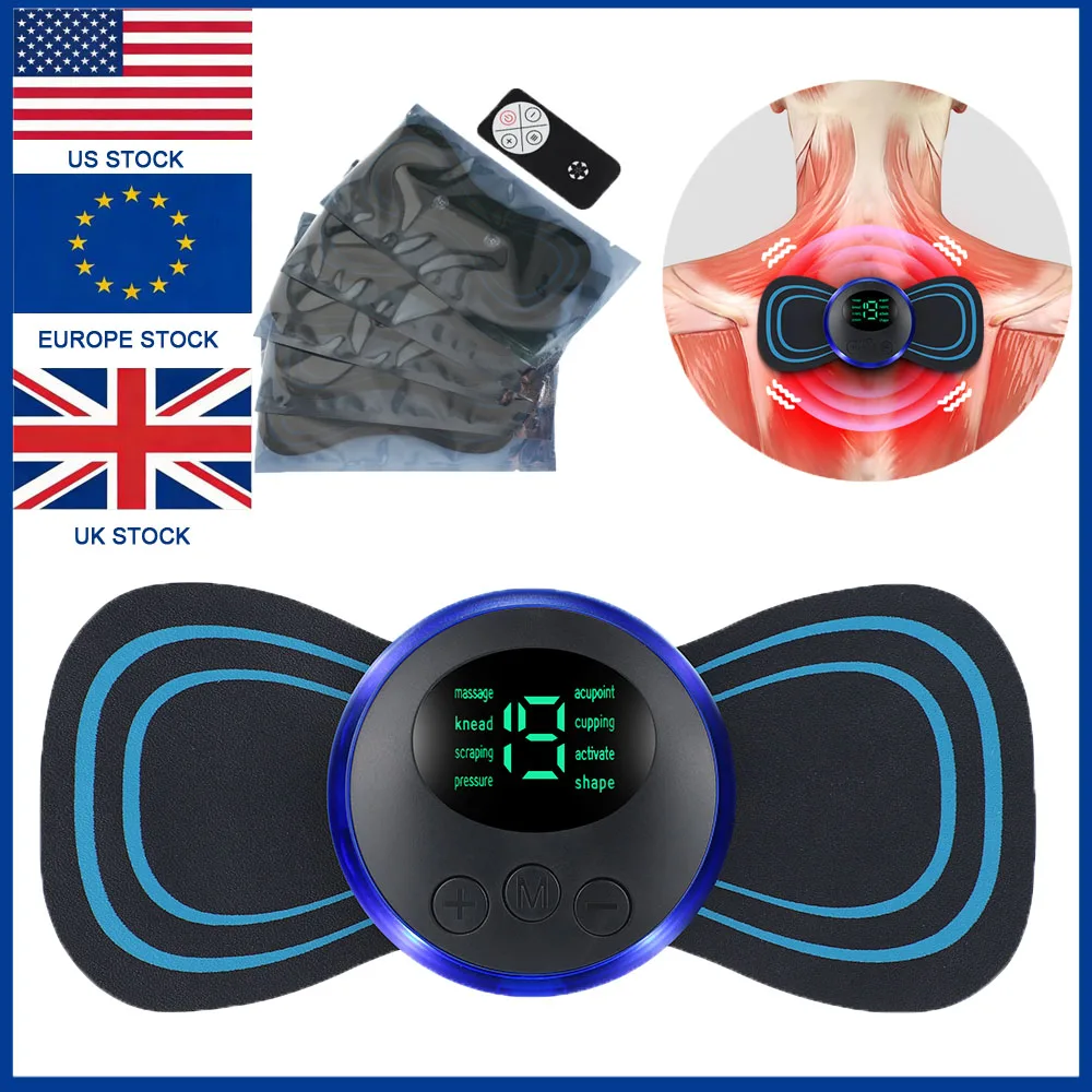 

Локальный интеллектуальный мини-массажер для шеи с физиотерапией, EMS-микротоками, 8 режимами интенсивности и 5 патчами