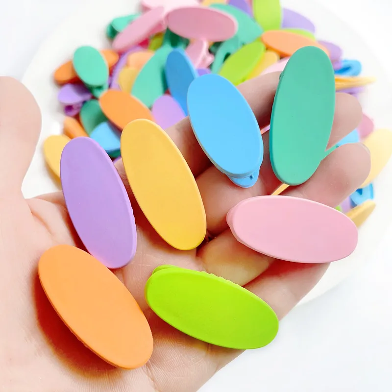 20pcs 40mm Acrylic Hairpins Colored Oval Girls Hairclip Setting Base DIY Kids Hair Clip Jewelry Making Hair Accessories