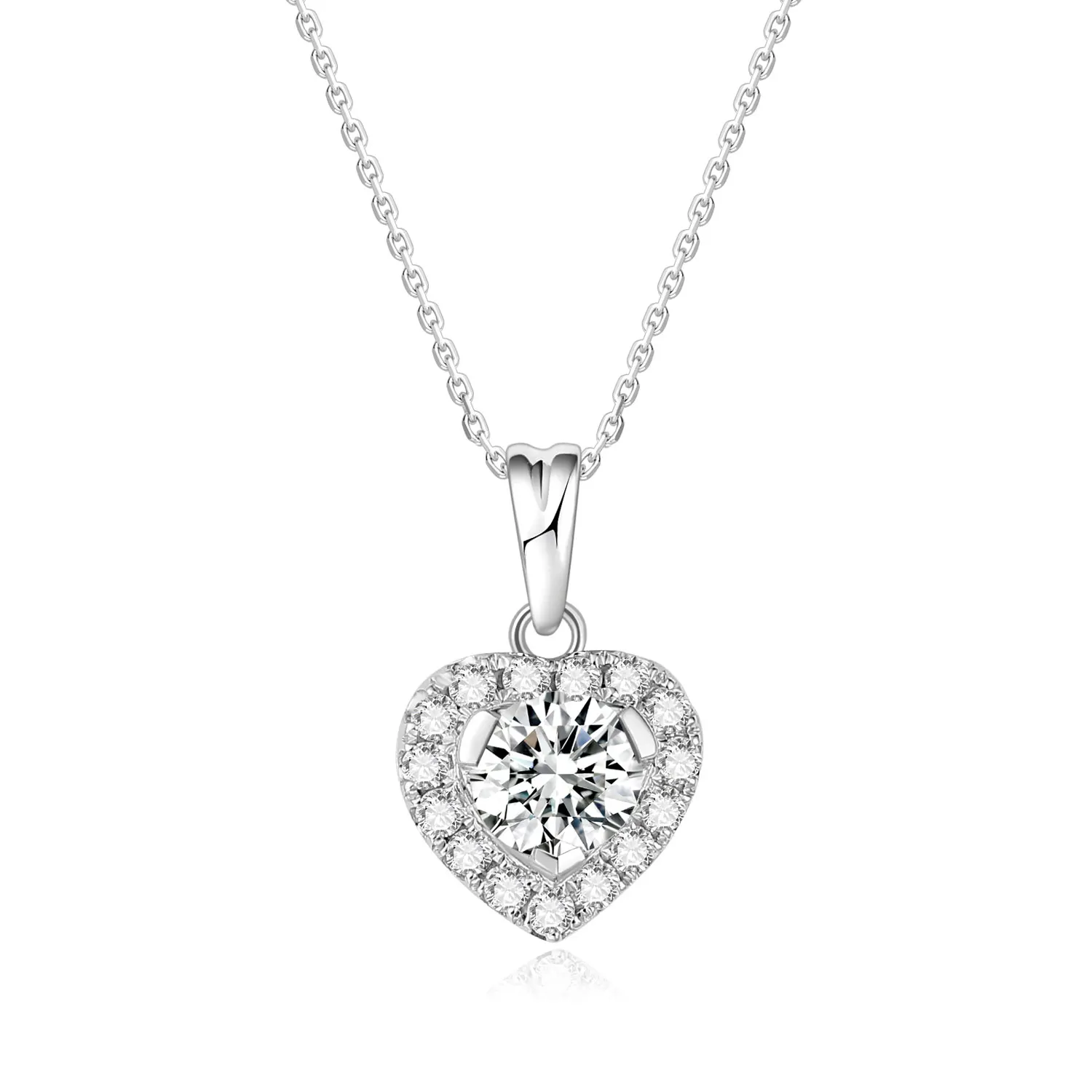 NGIC/NGTC 0.2ct Lab Grow Diamonds Heart Shape Pendants 18K White Gold Elegant Charming Pendnat