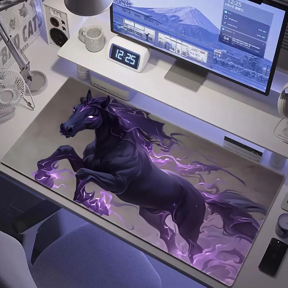HYBXAXC Angry Fantasy Warhorse large Mouse Pad Gaming mats Non-Slip Desk Mat mouse carpet with Stitched Edge HD printing mat 장패드