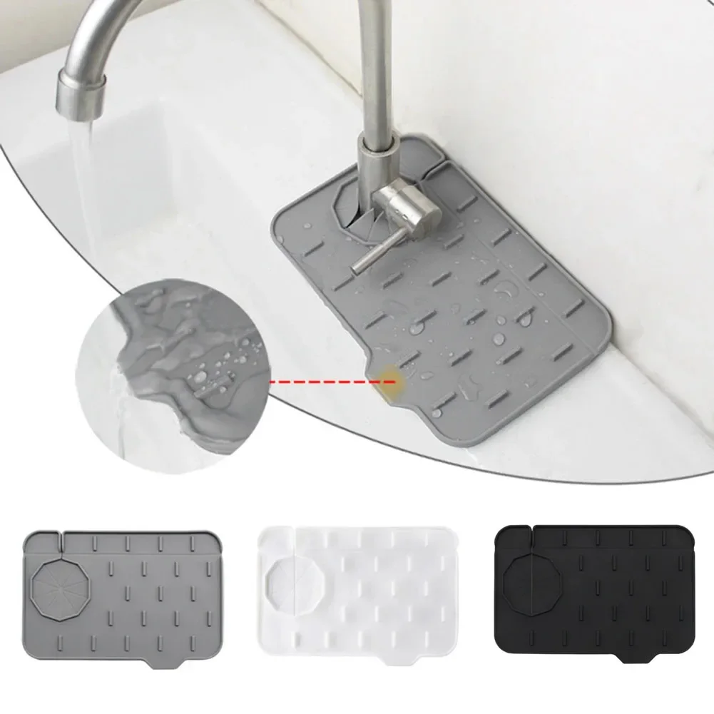 Kitchen Silicone Faucet Mat Absorbent Mat Sink Splash Guard Drain Pad Double Sided Use Bathroom Sink Kitchen Gadget