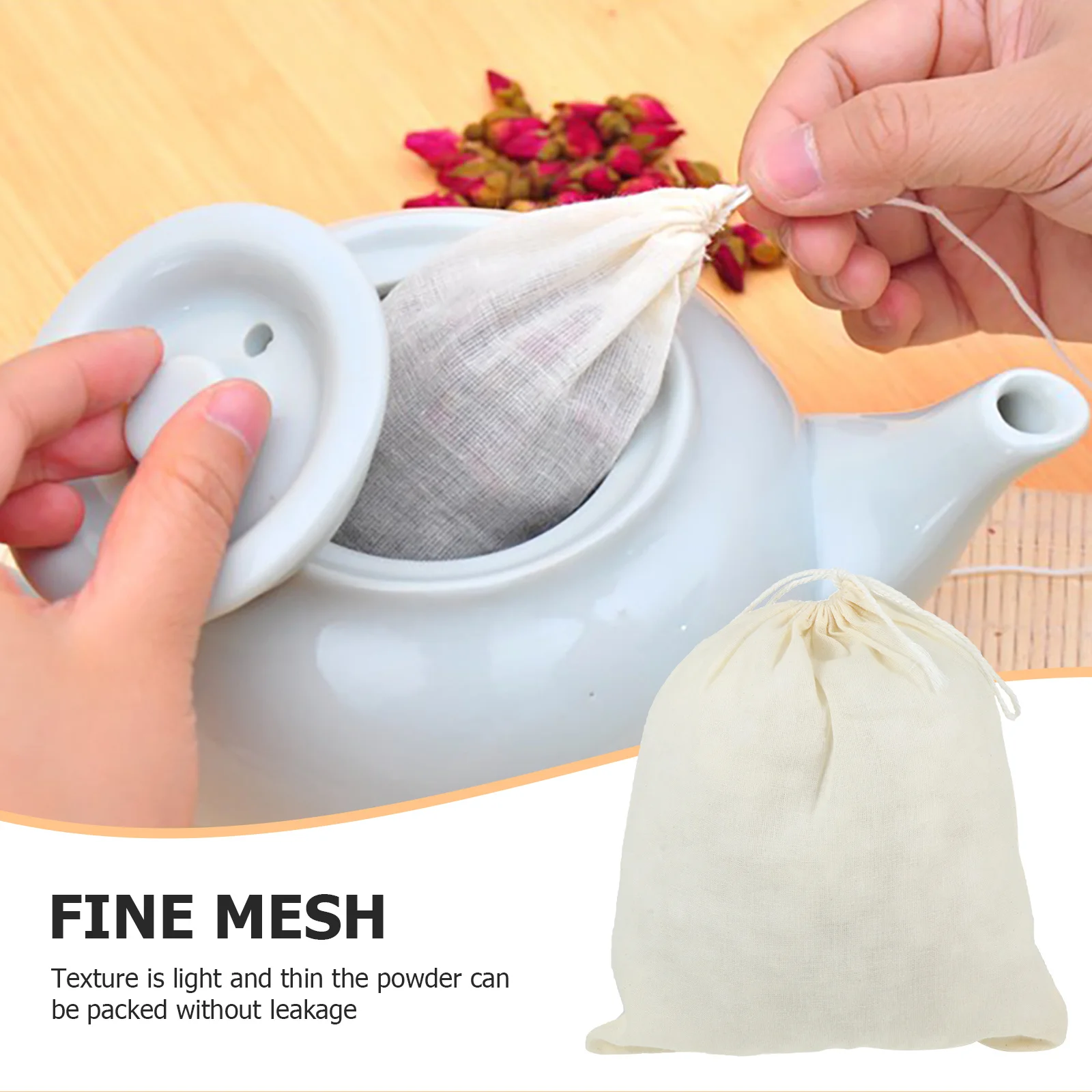 

7Pcs Drawstring Cotton Filter Bags Reusable Straining Bag for Soup Stew Broth Gravy Spice Seasoning Extract Cotton Filter Bag