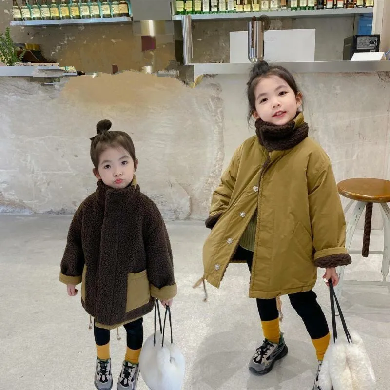 Girls' Winter Coat, Baby's Stylish Children's Personality Korean Version, Thick Lamb Wool, Double-sided Fashion Top