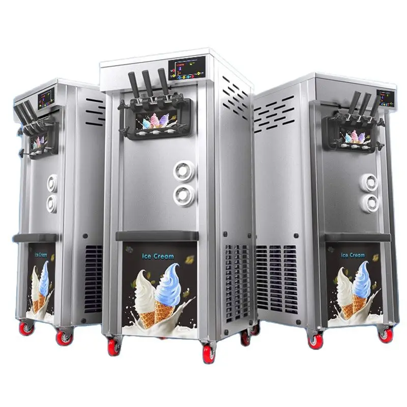 

Three Flavor Soft Ice Cream Machine Soft Serve Ice Cream Making Machine Factory Price with LCD Display