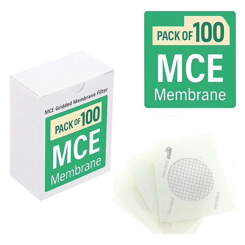 100 шт. мембранный фильтр MCE, смешанные целлюлозные дисковые фильтры, стерильные черные сетчатые гидрофильные фильтры 47 мм 0,45 мкм, индивидуальная упаковка