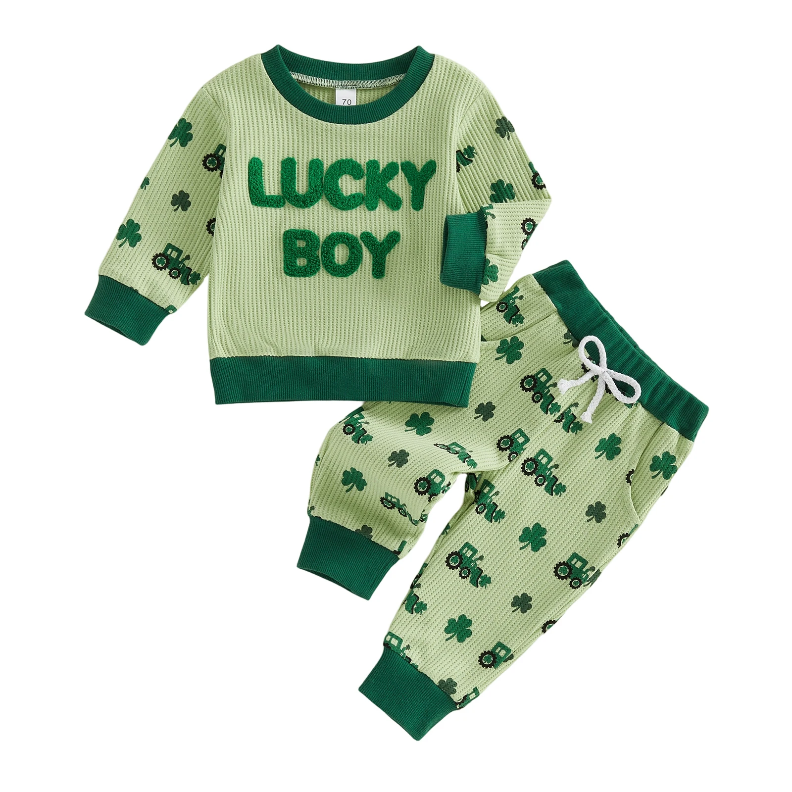 

Ирландский наряд для маленьких мальчиков, толстовка с длинными рукавами и штаны клевера, весенне-осенний комплект из 2 предметов