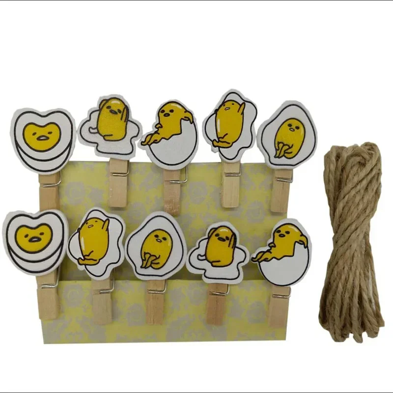 1pack/lot Cute Cartoon Wooden Clip Photo paper Craft Clips Party Decoration Clip Set With Rope