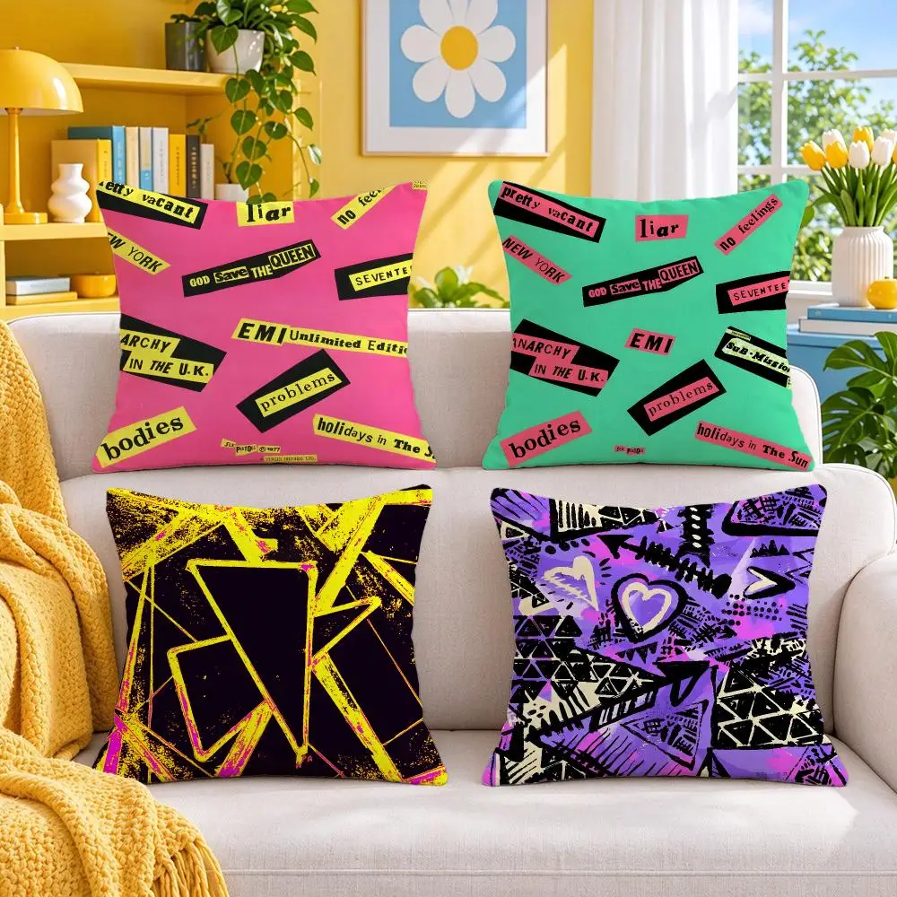 band Sex Pistols Cushion Cover Throw Pillow Short Plush Fresh Bright Cushion for Bedroom Sofa Ornament Present Gift