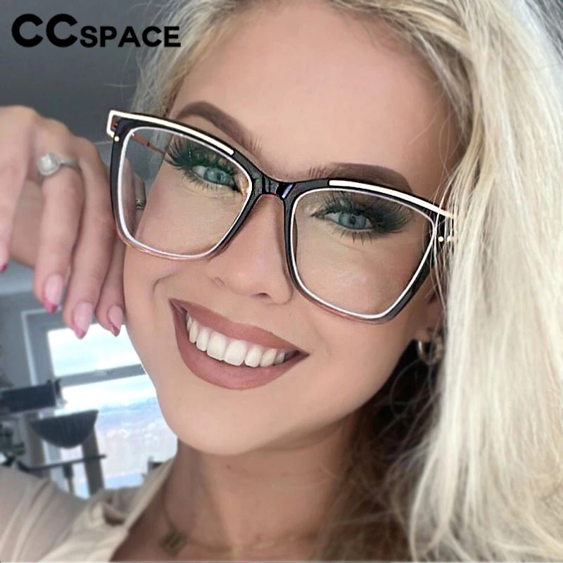 TR90 Cat Eye Anti Blue Light Reading Glasses Women Square Color-blocked Resin Presbyopic Eyeglass Custom Diopter+50~+600 #301768