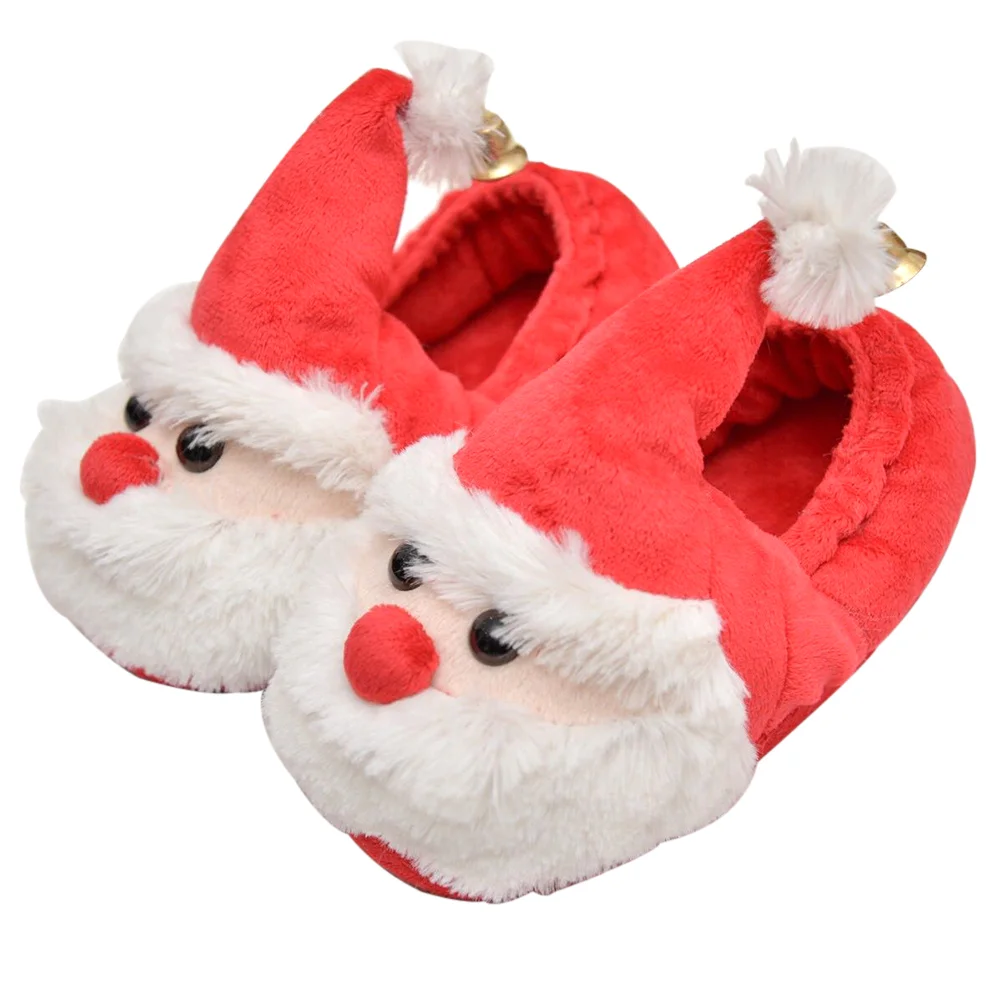 

Santa Claus Slippers Plush Warm Slippers Non-slip Slip-on Shoes Christmas Gift for Adults and Kids - Size 23-24