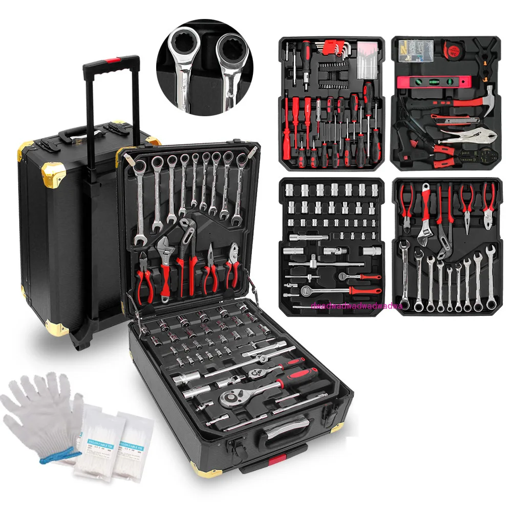 Factory direct sales 599 pieces trolley case tool set 599PCS tool combination with double open ratchet wrench