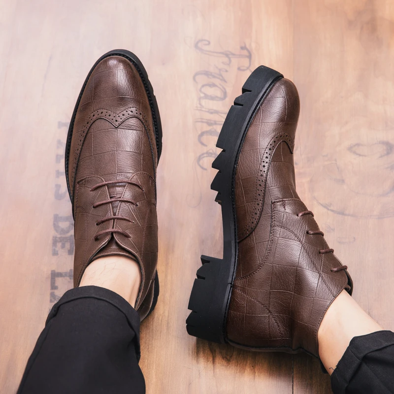 Men Round Toe Lace-up Fashion Business Ankle Boots