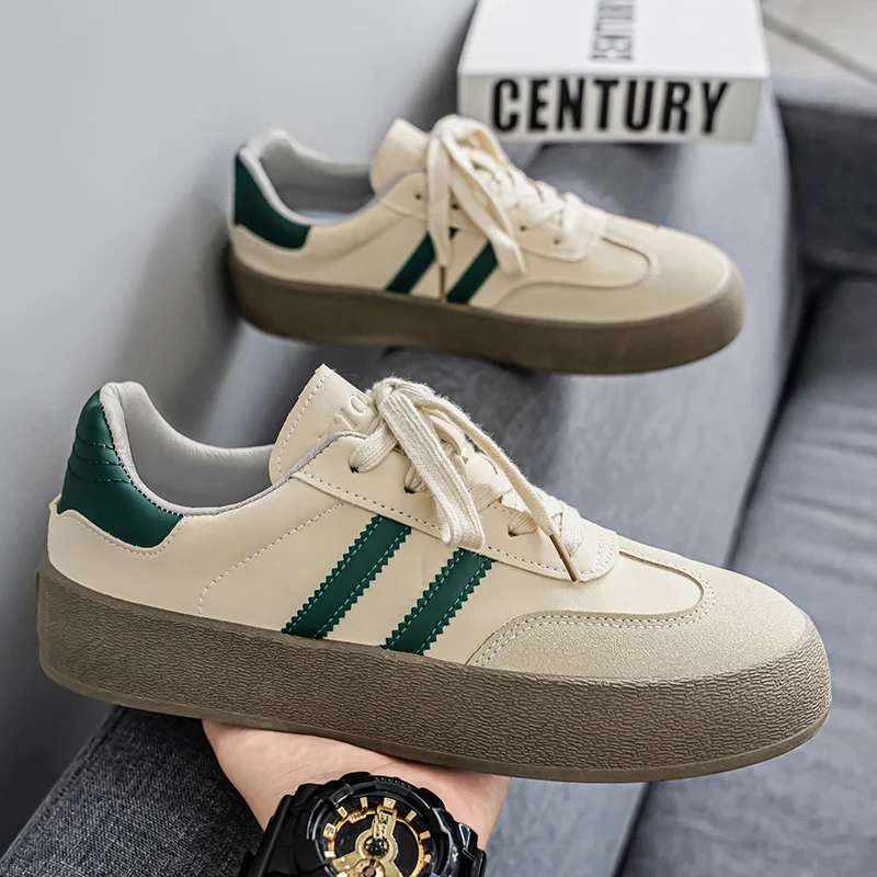 

College Style Striped Skateboard Shoes Men Pu Leather Men's Skate Shoes Low Cut Platform Sneakers Man Flas zapatillas de skate
