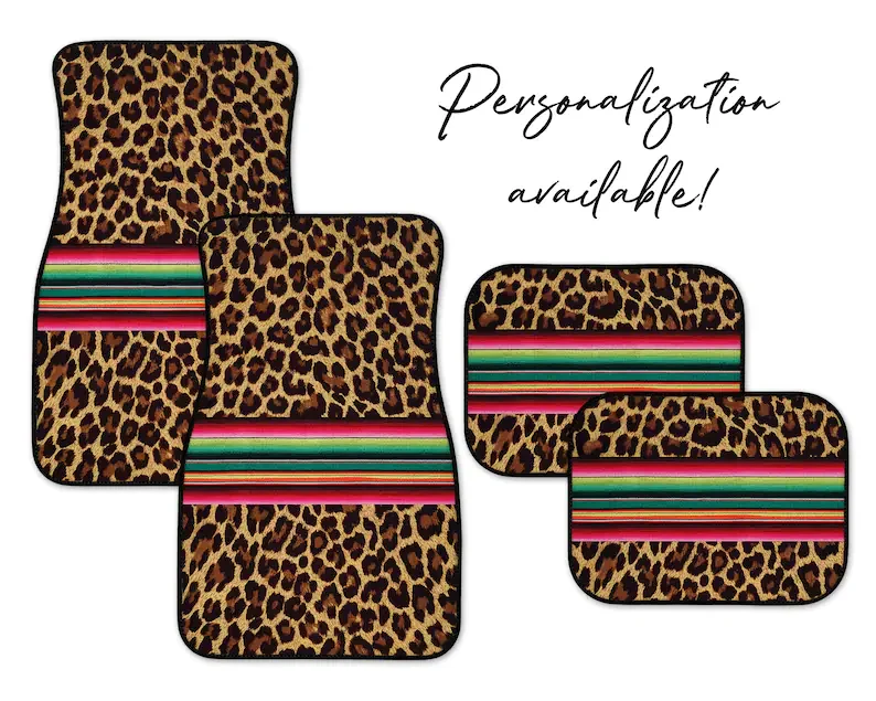 

Serape Leopard Car Mats, Personalization Available