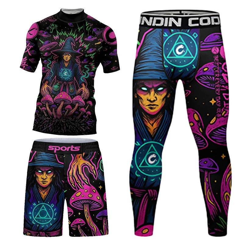 

Cody Lundin Рашгард Джиу-джитсу футболка + брюки комплекты костюм эластичный тренировочный спортивный облегающий бой Муай Тай дышащая бразильская одежда