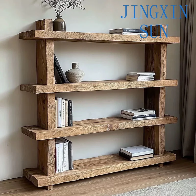 Solid wood multi-layer floor storage rack Home multi-functional shelf Living room storage rack Living room side simple bookshelf