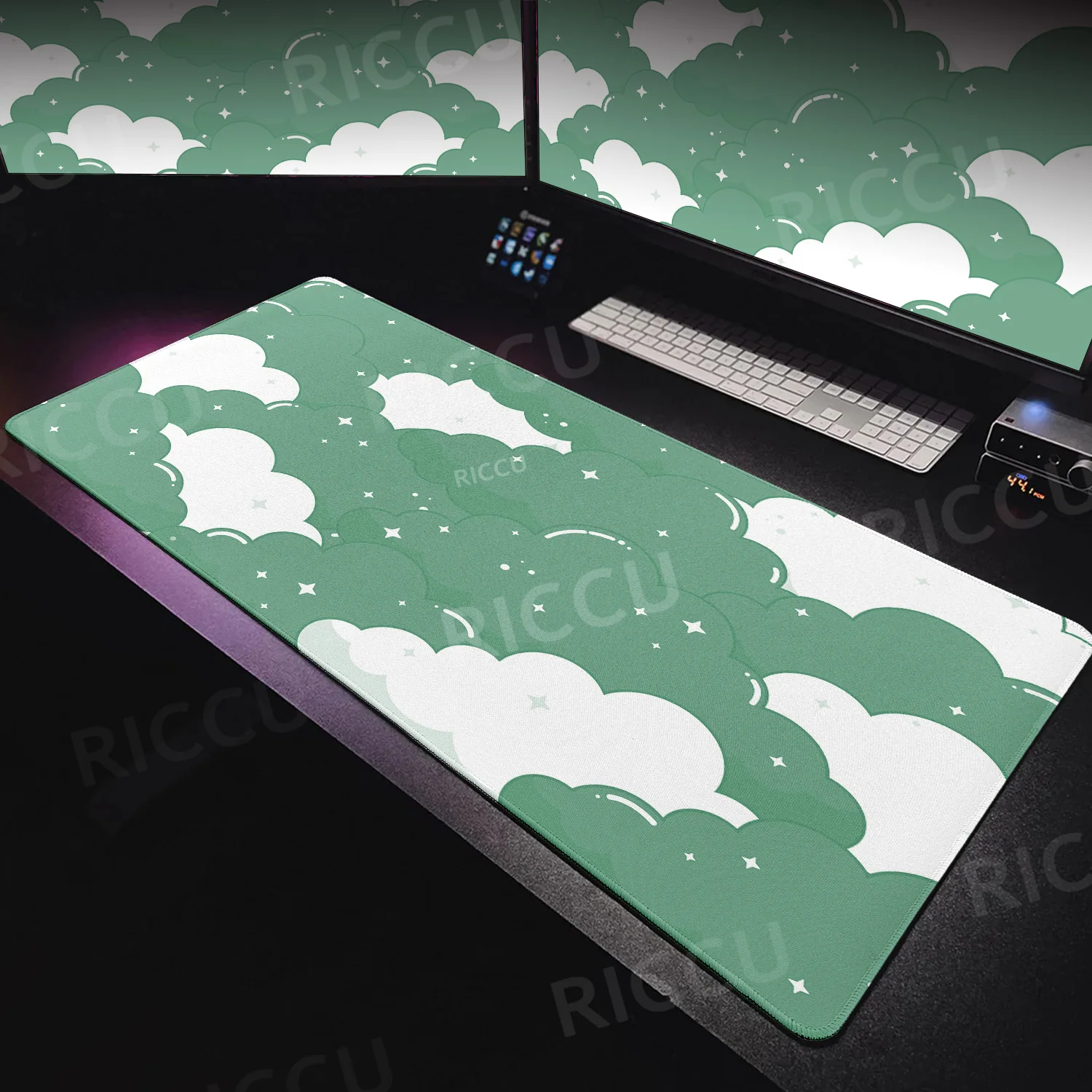 

Kawaii Color Clouds Mouse Pad Large PC Gaming Green Eye Protection Accessories Art Pink Office Computer Keyboard Expansion Pads