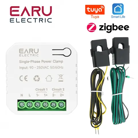 Tuya 스마트 WiFi Zigbee 양방향 양측 에너지 미터 80-300A AC110V 220V 클램프 CT KWh 전력 소비 모니터