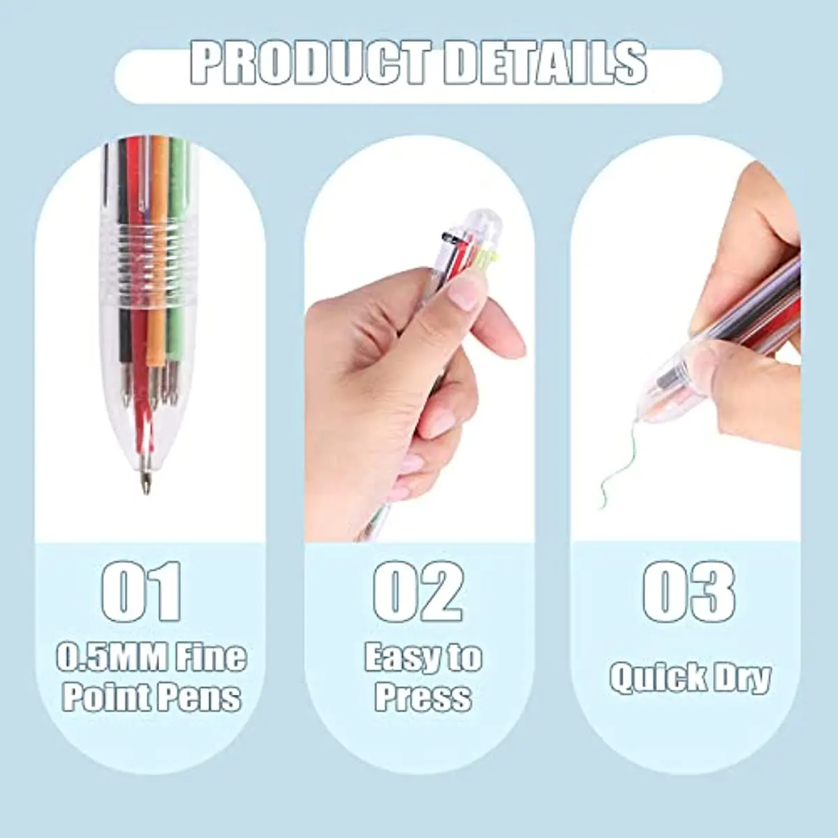 Imagem -06 - Multicolor Retrátil Canetas Esferográficas Crianças 6-em1 Transparente Barril Caneta Esferográfica 6-color 0.5 mm Material Escolar Escritório 50 Pcs