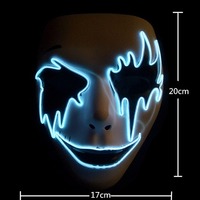 LED Glow Halloween Mask Ghost Face Party Concert Atmosphere Prop Glowing Mask Adults Festival Nightclub Bar Performance Create