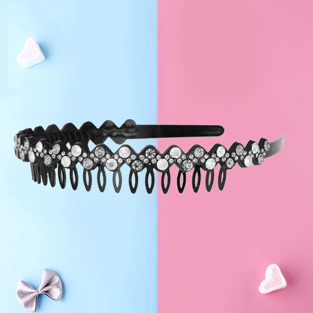 

Large Rhinestone Hair Hoop Acrylic Toothed Headband Comb For Girls Stylish Sparkling Hair Band Party Halloween Fancy Ball