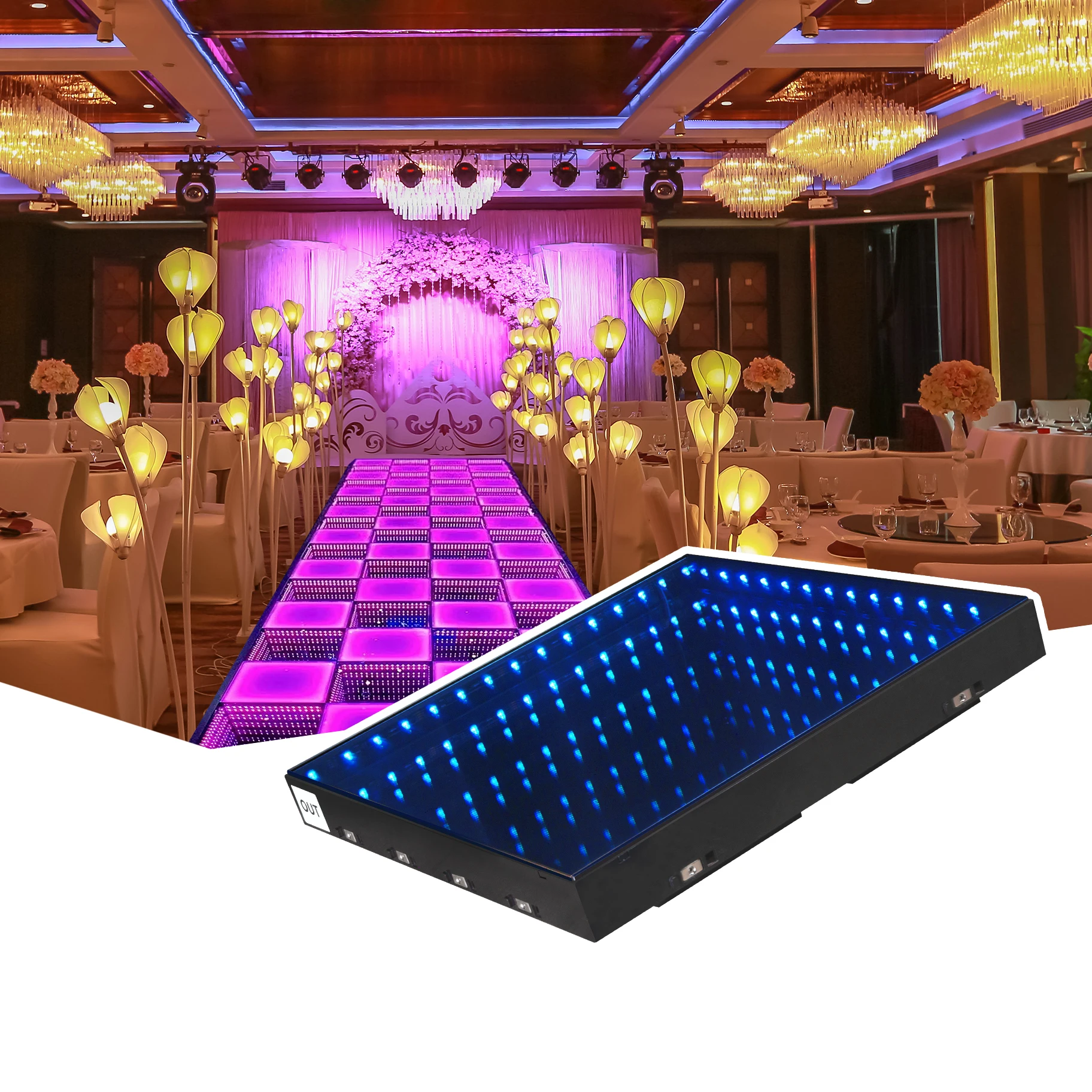 IP67 Outdoor  Led Light 3D Mirror Stage Wedding Dance Floor