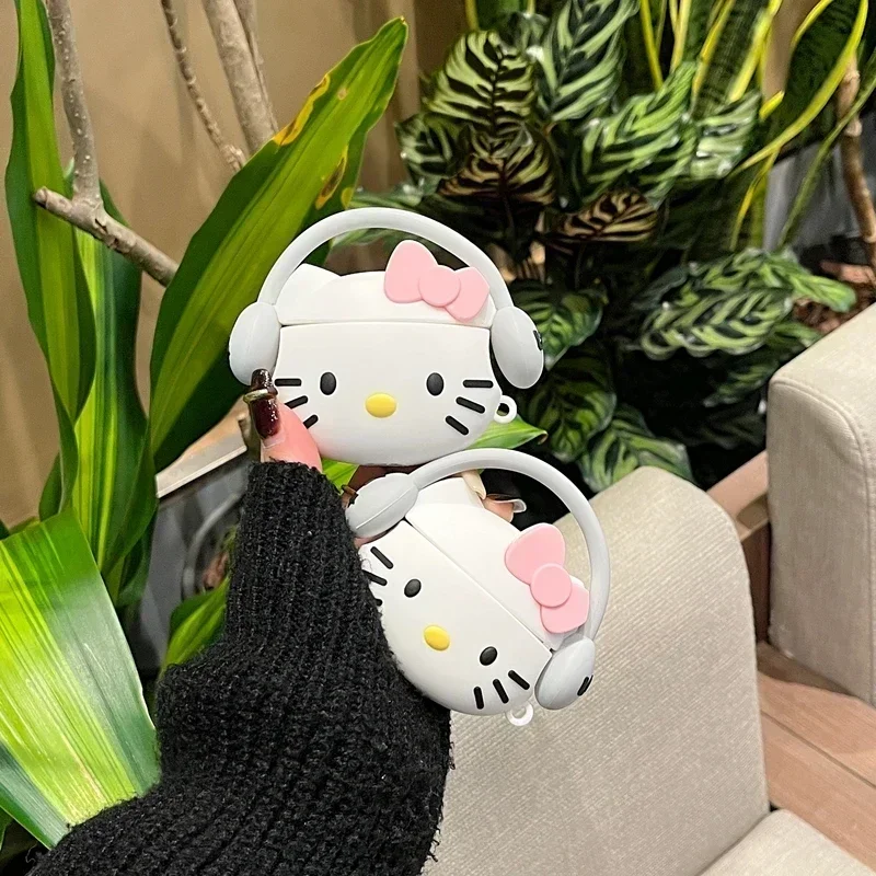 3D Sanrio Hello Kitty стереоскопический чехол для наушников для Airpods 1, 2, 3 Pro, беспроводная Bluetooth-гарнитура, защитный мягкий силиконовый чехол