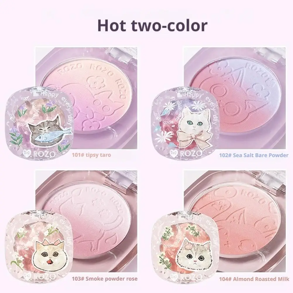 waterproof Two-tone Gradient Powder Blusher Dish Long Lasting Soft Matte Blush Peach Cream  Natural Brighten Blush Beauty Makeup
