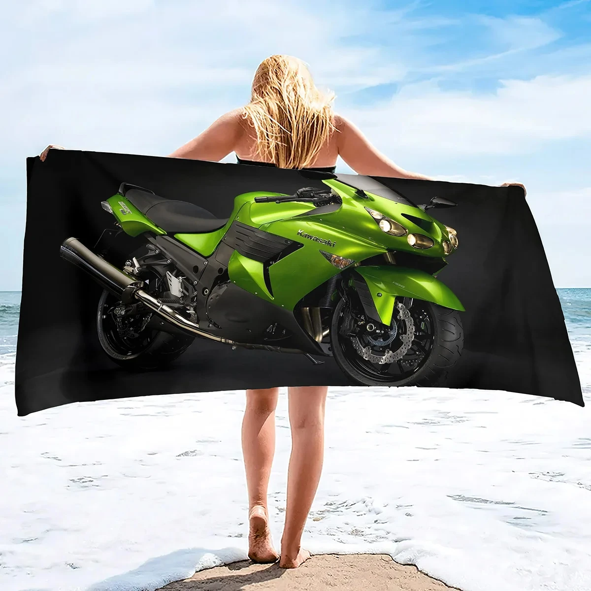 Motorcycle Image Beach Blanket Large Microfiber Shower Bath Towels Yoga Towel Quick-Dry Soft Super Water Absorbent Beach Throw