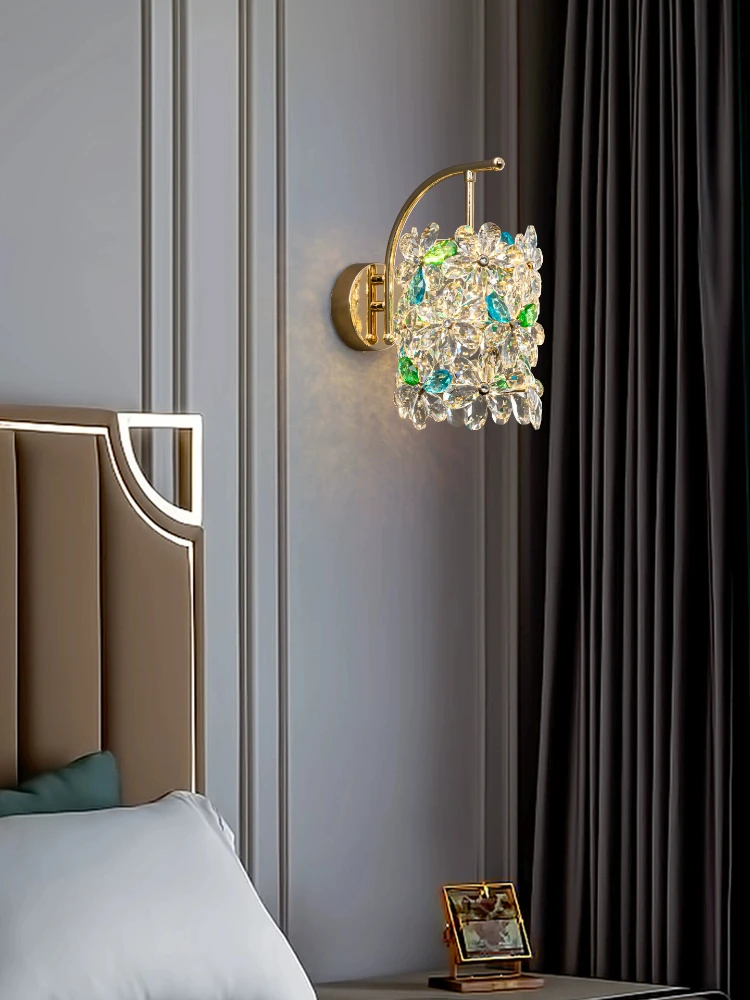 Bedroom bedside lamp, crystal chandelier, French light luxury foyer cabinet, dining room, dressing room, hanging line lamp